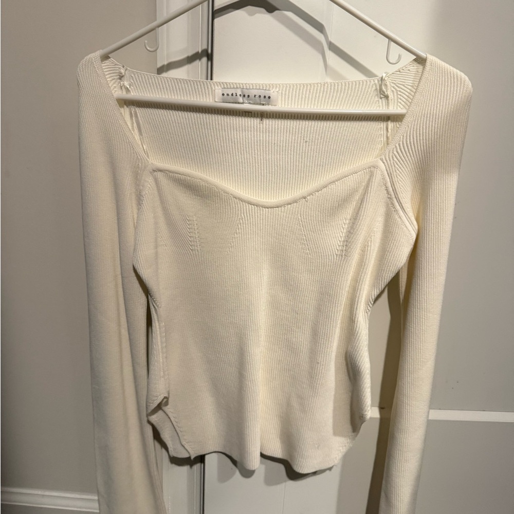Endless Rose Cream Asymmetrical Fitted Blouse